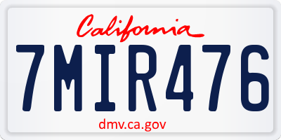 CA license plate 7MIR476