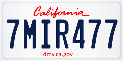 CA license plate 7MIR477