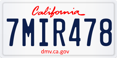 CA license plate 7MIR478