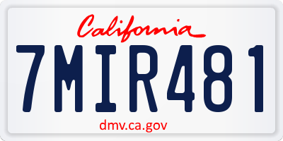 CA license plate 7MIR481