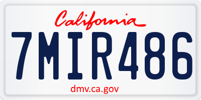 CA license plate 7MIR486