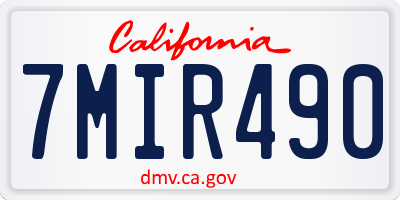 CA license plate 7MIR490