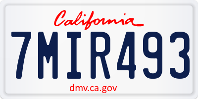 CA license plate 7MIR493