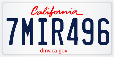 CA license plate 7MIR496
