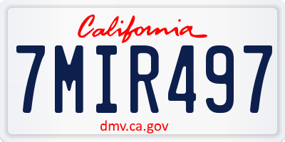 CA license plate 7MIR497