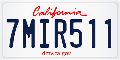 CA license plate 7MIR511