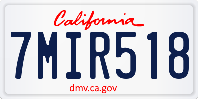 CA license plate 7MIR518