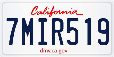 CA license plate 7MIR519