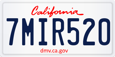 CA license plate 7MIR520