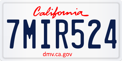 CA license plate 7MIR524
