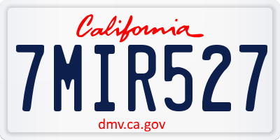 CA license plate 7MIR527