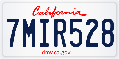 CA license plate 7MIR528