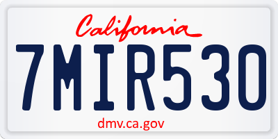 CA license plate 7MIR530