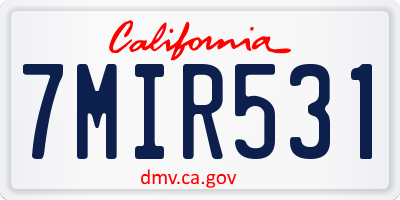CA license plate 7MIR531