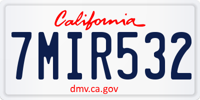 CA license plate 7MIR532