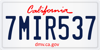 CA license plate 7MIR537