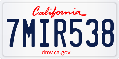 CA license plate 7MIR538