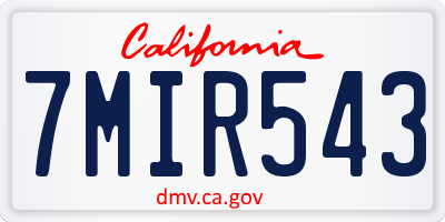 CA license plate 7MIR543