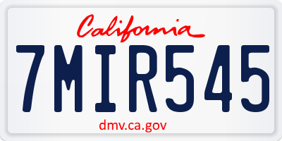 CA license plate 7MIR545