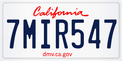 CA license plate 7MIR547