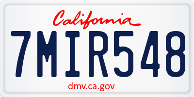 CA license plate 7MIR548
