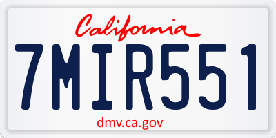 CA license plate 7MIR551