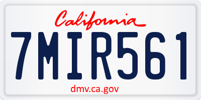 CA license plate 7MIR561