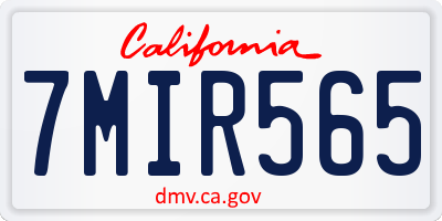CA license plate 7MIR565