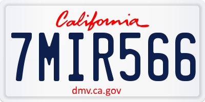 CA license plate 7MIR566