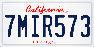 CA license plate 7MIR573