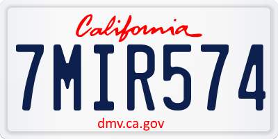 CA license plate 7MIR574