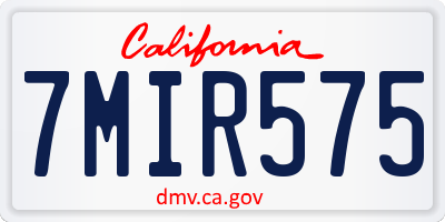 CA license plate 7MIR575