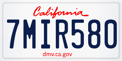 CA license plate 7MIR580