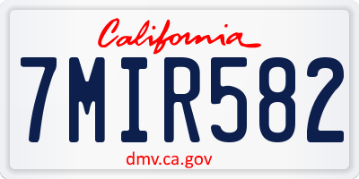 CA license plate 7MIR582