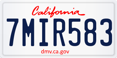 CA license plate 7MIR583