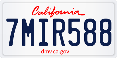 CA license plate 7MIR588