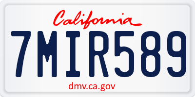 CA license plate 7MIR589