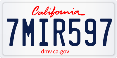 CA license plate 7MIR597