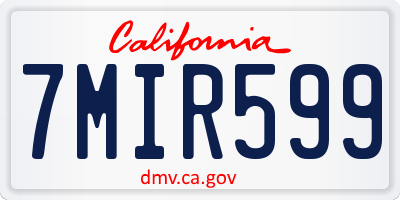 CA license plate 7MIR599