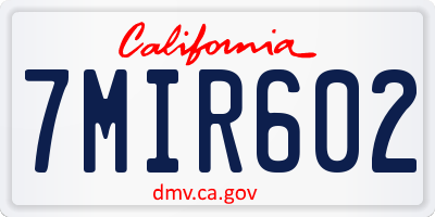 CA license plate 7MIR602