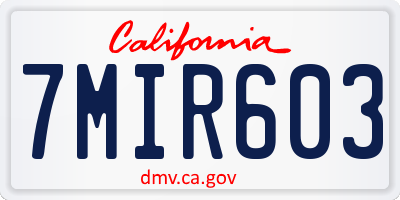 CA license plate 7MIR603