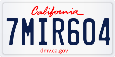 CA license plate 7MIR604