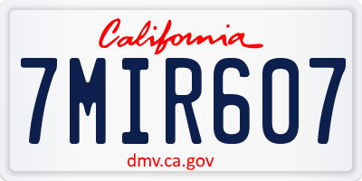 CA license plate 7MIR607