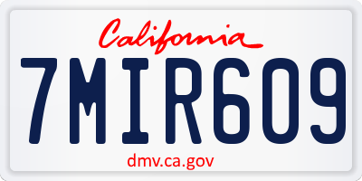 CA license plate 7MIR609