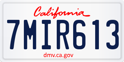 CA license plate 7MIR613