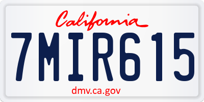 CA license plate 7MIR615