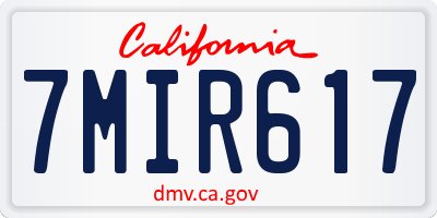 CA license plate 7MIR617