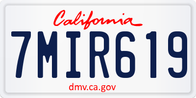 CA license plate 7MIR619