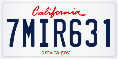 CA license plate 7MIR631