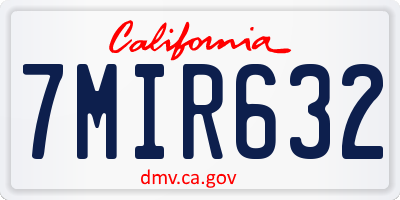 CA license plate 7MIR632